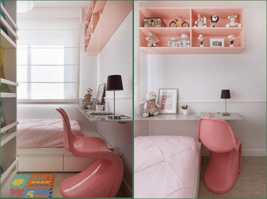 Projeto Quarto da Menina, com tons claros e rosa